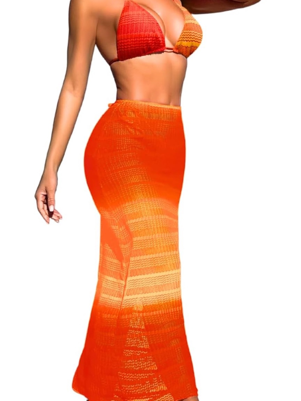 Orange Ombre Maxi Skirt - Sleek Summer Knit